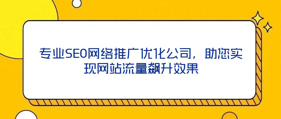 專業SEO網絡推廣優化公司，助您實現網站流量飆升效果