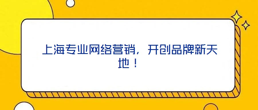 上海專業網絡營銷,開創品牌新天地!